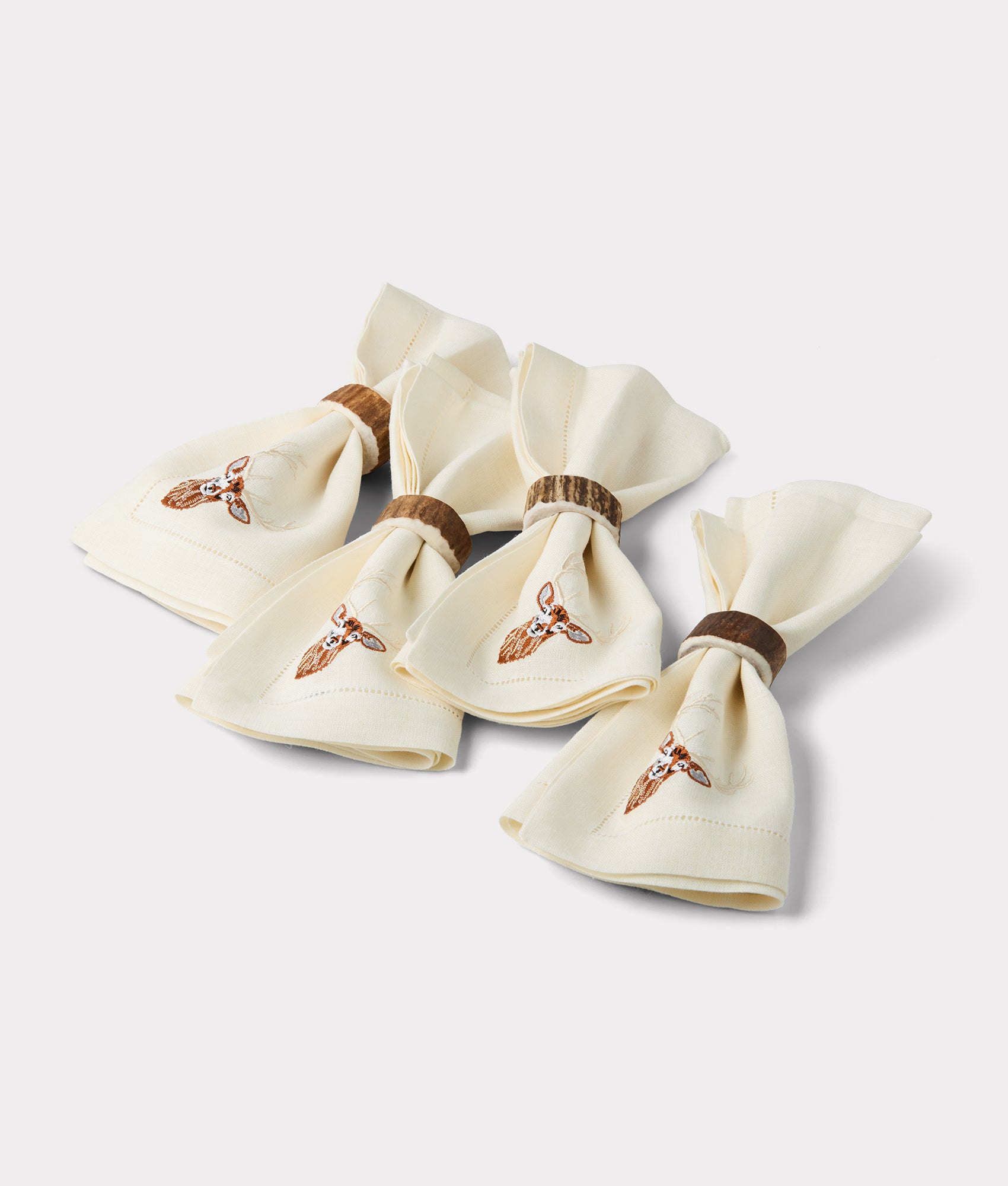 Stag Dinner Napkins - Set of Four :: Ecru - Image 5