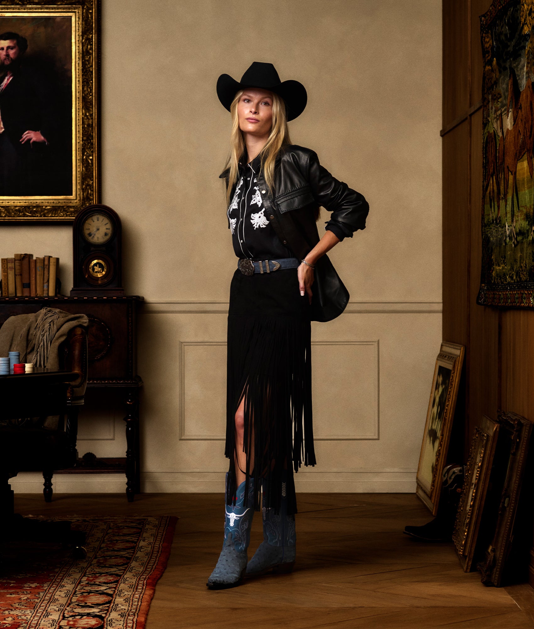 Rhiannon Fringe Skirt :: Black - Image 7