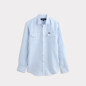 Lucchese x Parker McCollum Long Sleeve Snap :: White/Blue Stripe