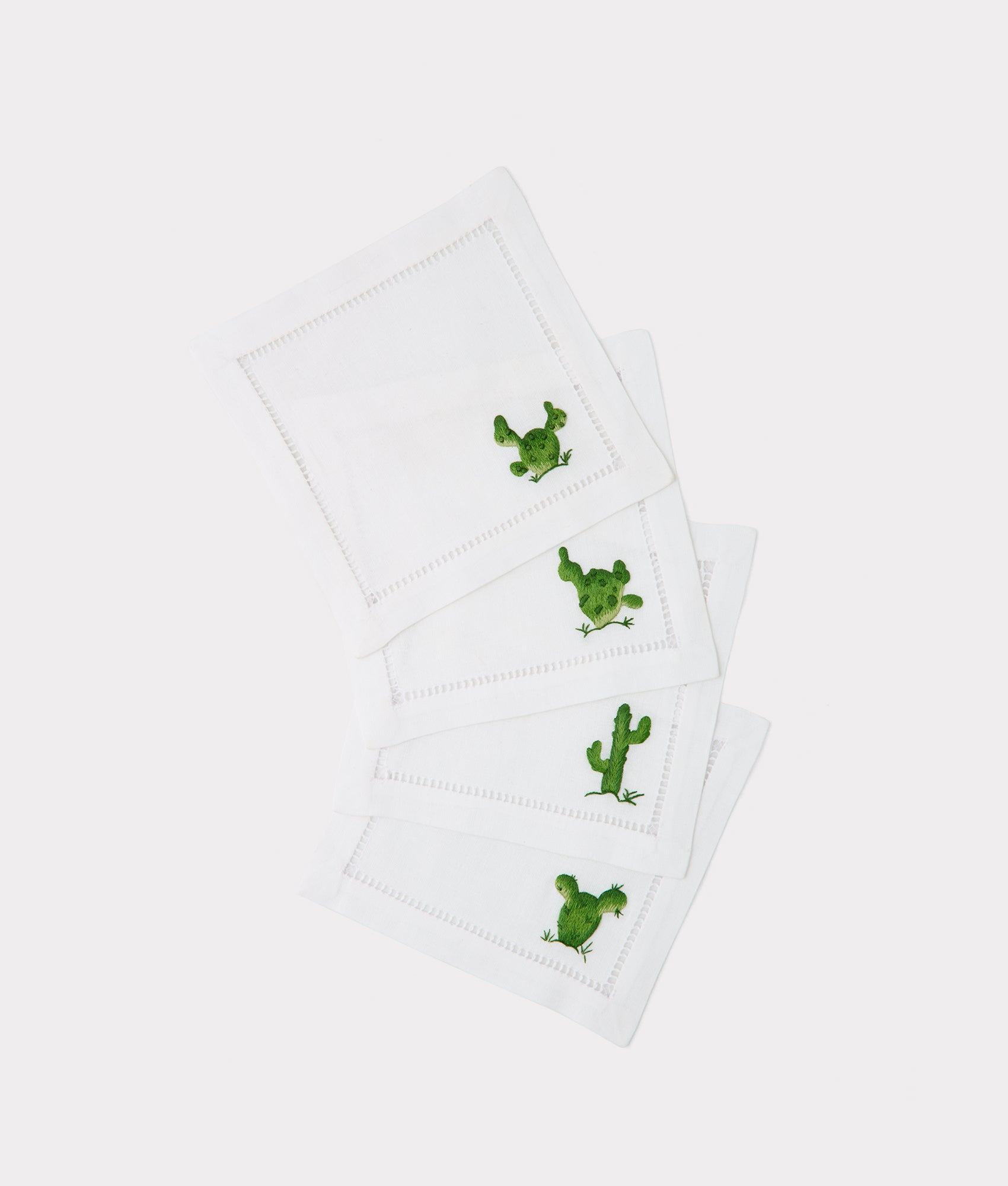 Cactus Cocktail Napkins - Set of Four :: White - Image 6