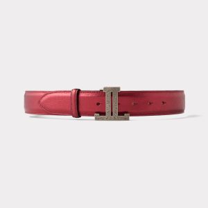 Women's Mirrored L Belt :: Wine