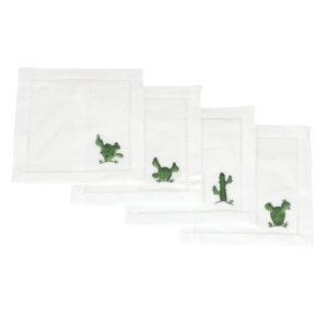 Cactus Cocktail Napkins - Set of Four :: White