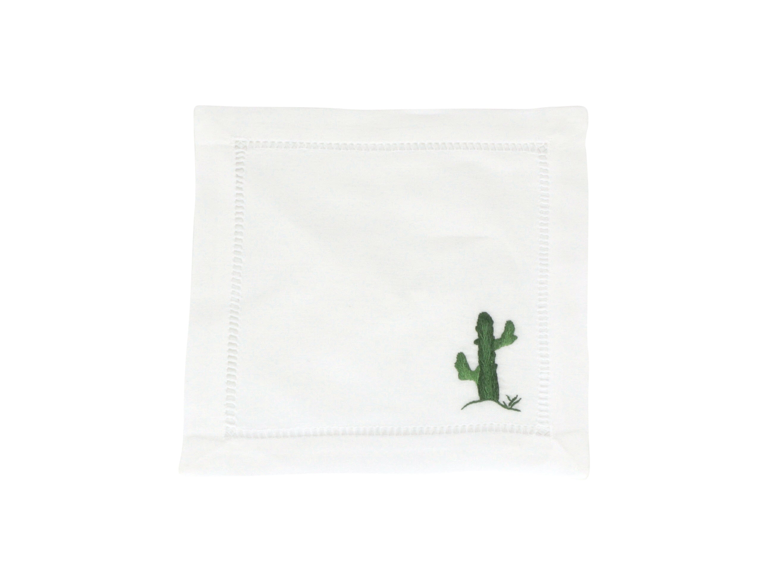 Cactus Cocktail Napkins - Set of Four :: White - Image 2